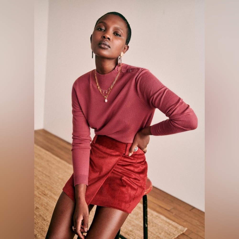 Sézane Jacob Jumper in Rosewood (100% Merino Wool)